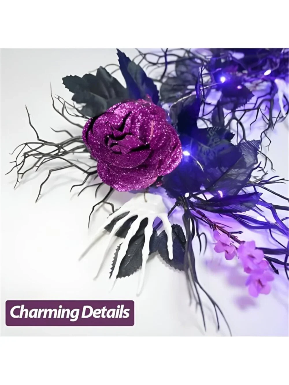 6 FT Pre‑Lit Halloween Dead Branch Garland, Battery Operated Purple LED Vine